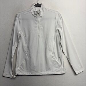 Lady Hagen White 1/2 Zip Pullover Sweater Pockets White S Nylon Stretch